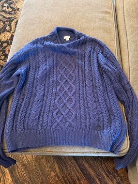 Women’s J.Crew Cable Knit Crewneck Sweater - Blue
